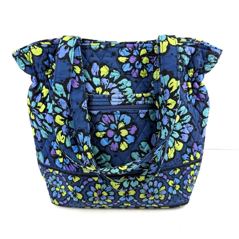 Vera Bradley Laura Tote Indigo Pop Shoulder Bag Purse Quilted Blue Used Once - Picture 3 of 16